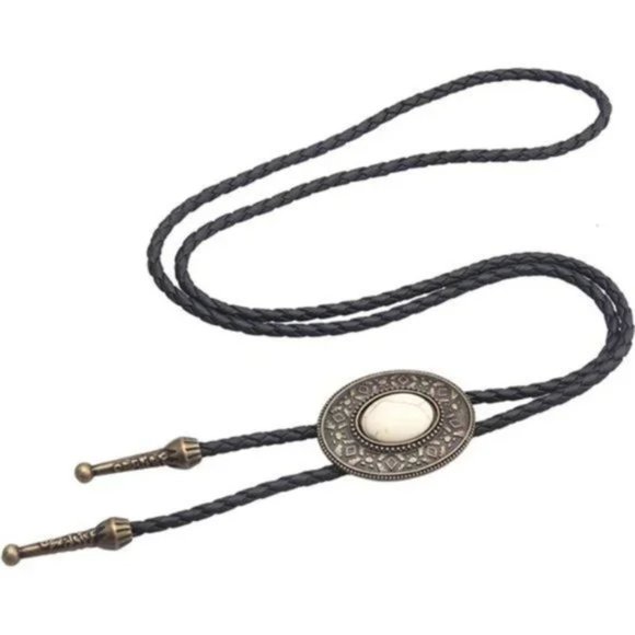 NEW NATIVE American Bolo Tie Rodeo Cowboy Leather - Picture 2 of 8